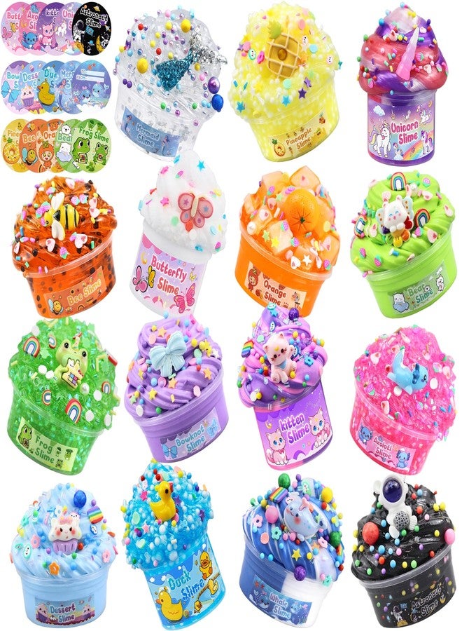 LAWOHO 15 Pack Slime Kit Valentine Gift, DIY Crunchy Slime Set with Various Charms and Add-ins, Perfect Kids Butter Slime Party Favors & Stress Relief Toys for Valentine Party Favors - Image 1